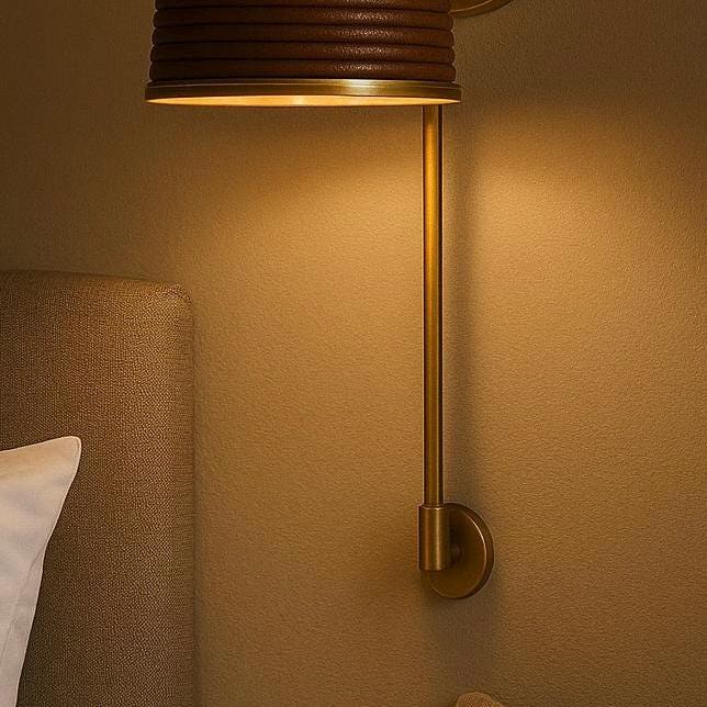 Bedside Wall Lamp, Marble Brass Wall Light Sconce, Luxury Mid Century Modern Leather Wall Sconce Light, Indoor Wall Light Fixture