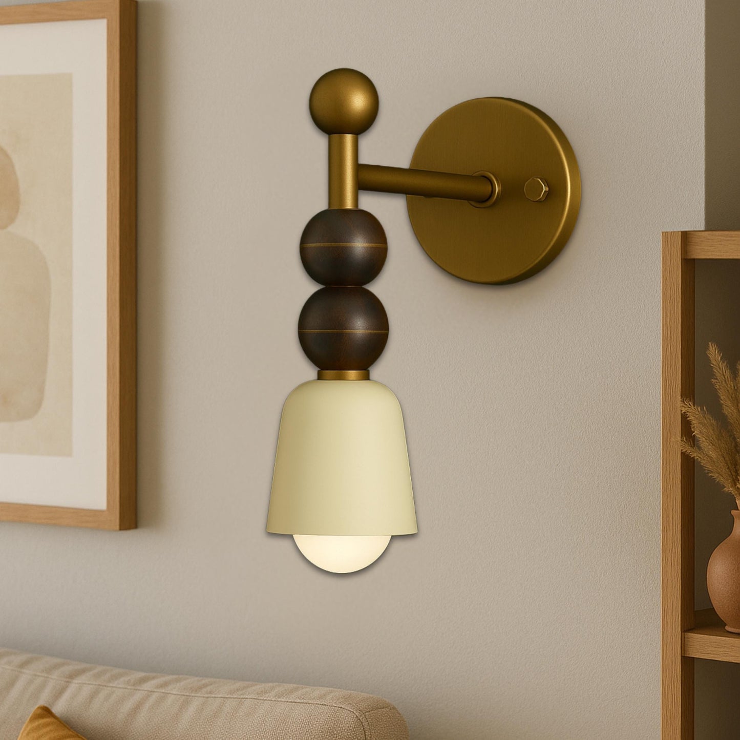 Handmade Brass Wall Sconce Light With Frosted Glass, Bathroom Vanity Wall Light, Minimal Light Sconce, Bedside Lamp, Reading Wall Lamp