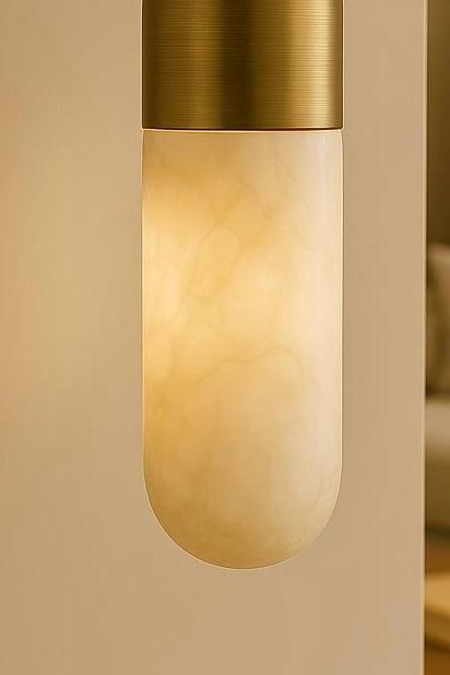 Modern Brass Finish Alabaster Stone Wall Sconce Light, Brass Wall Sconce Light, Cylinder Wall Light Sconce, Indoor Wall lamp, Hallway Sconce