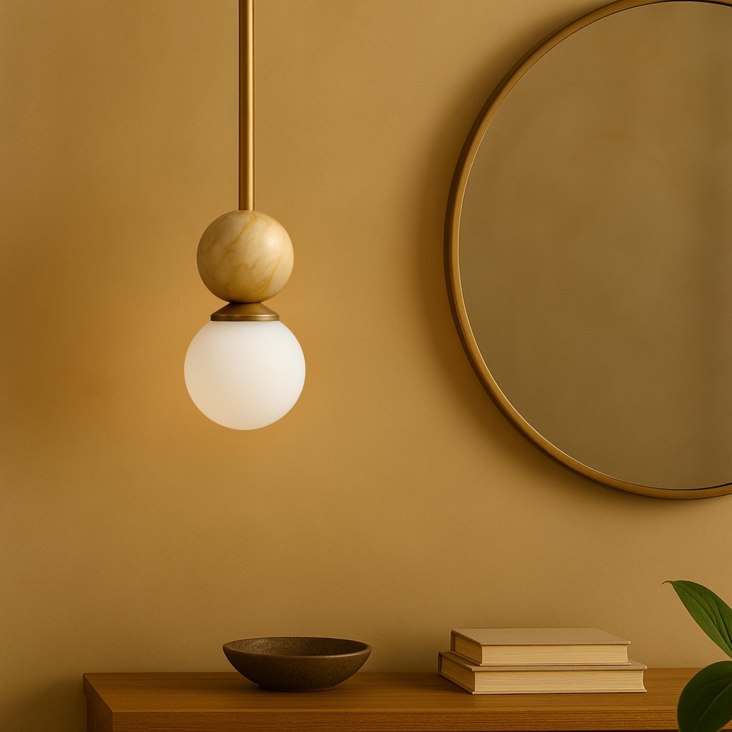Marble Stone Chandelier Lighitng, Brass Pendant Light, Modern Brass Finish Ceiling Lamp, Light Pendant, Bedside Ceiling Lamp,