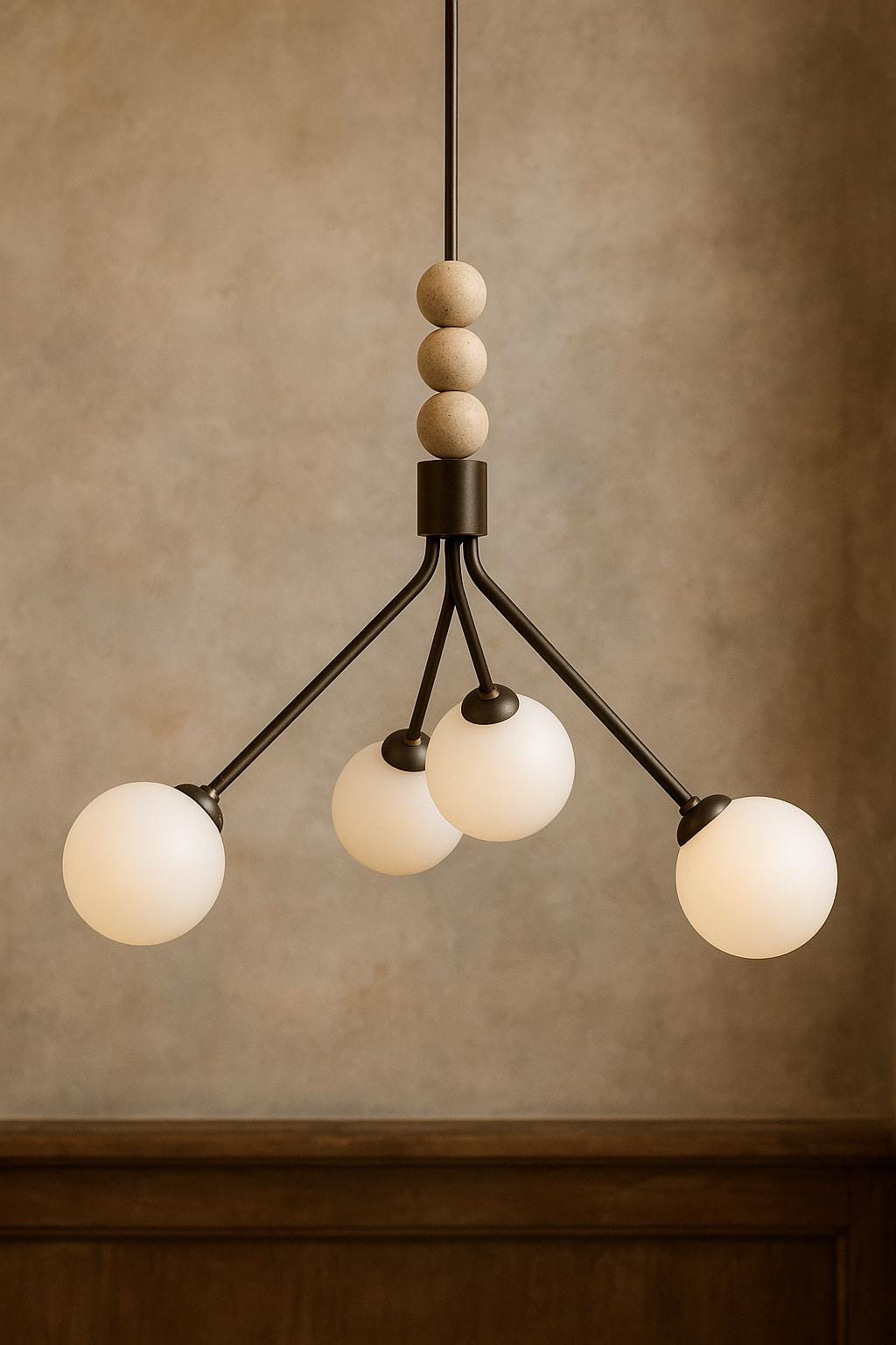 Brass Pendant Light, Handcrafted Brass Finish Chandelier Lighting, Mid Century Modern Chandelier, Frosted Glass Ceiling Light Fixture