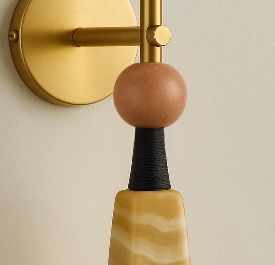 Handcrafted Gemstone Wall Sconce Light/Brass Wall Light Sconce/Bedroom Light/Indoor Wall Lamp/Bedside Lamp