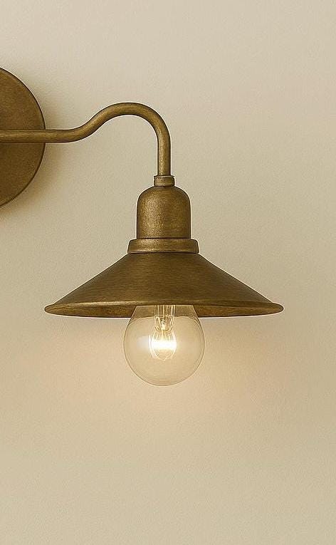 Double Shade Brass Wall Light Sconce, Bedroom Light, Indoor Wall Light, Mid Century Modern Wall Sconce, Reading Lamp