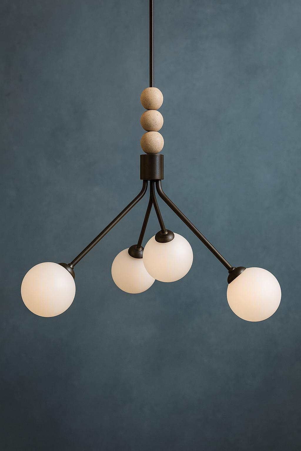 Brass Pendant Light, Handcrafted Brass Finish Chandelier Lighting, Mid Century Modern Chandelier, Frosted Glass Ceiling Light Fixture
