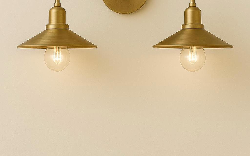 Double Shade Brass Wall Light Sconce, Bedroom Light, Indoor Wall Light, Mid Century Modern Wall Sconce, Reading Lamp