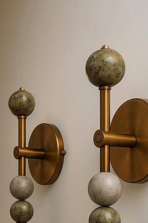 Marble Wall Sconce Light, Brass Wall Light Sconce, Bedside Lamp, Indoor Wall Light, Mid Century Modern Wall Sconce, Reading Light