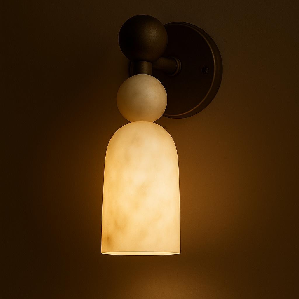 Mid Century Modern Alabaster Sconce/Vintage Wall Light Sconce, Brass Wall Lamp, Minimal Sconce Light, Handcrafted Brass Finish Wall Light