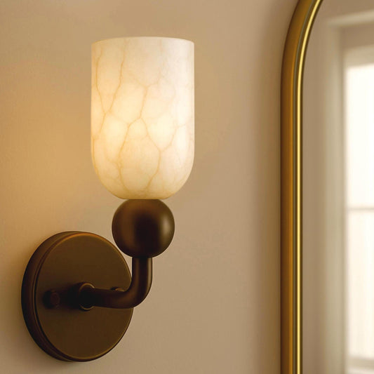 Victorian Alabaster Stone Wall Sconce, Minimal Sconce Light, Modern Wall Light Sconce, Vintage Wall Sconce Lamp, Brass Finish Wall Lamp
