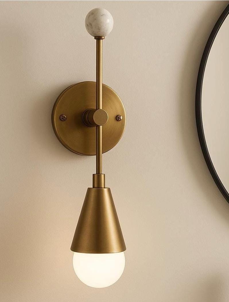 Handmade Gemstone Brass Wall Sconce Light, Mid Century Modern Wall Light Sconce, Brass Finish Wall Lamp