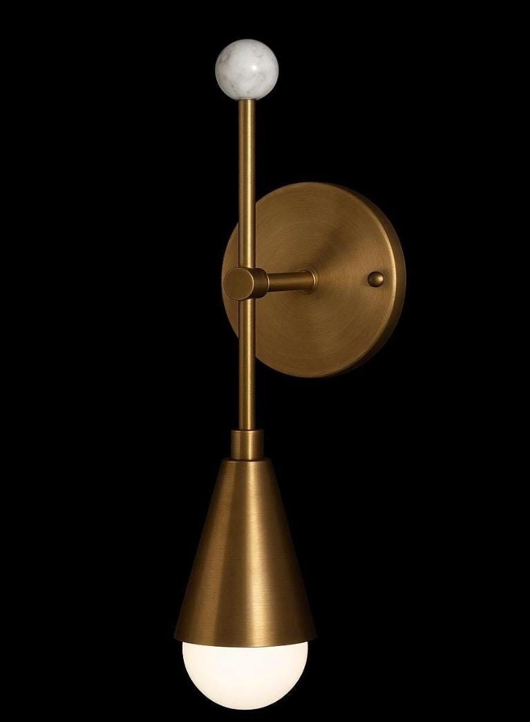 Handmade Gemstone Brass Wall Sconce Light, Mid Century Modern Wall Light Sconce, Brass Finish Wall Lamp