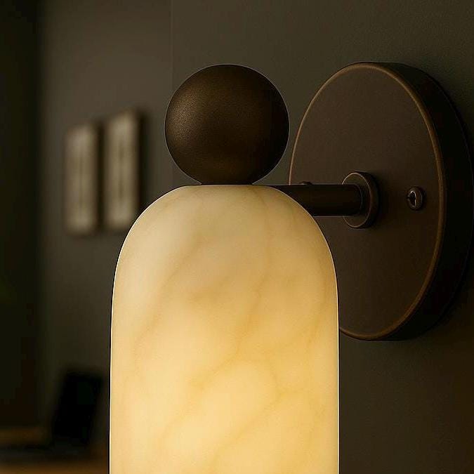 Alabaster Wall Sconce, Modern Wall Sconce, Vintage Wall Light Sconce, Brass Wall Lamp, Minimal Sconce Light, Modern Brass Light