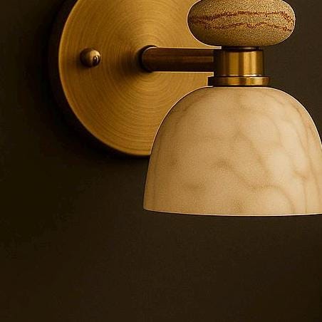 Alabaster Minimalist Wall Light Sconce with Gemstone, Mid Century Wall Sconce Light, Side bed Wall Light Fixture, Indoor Wall Lamp,