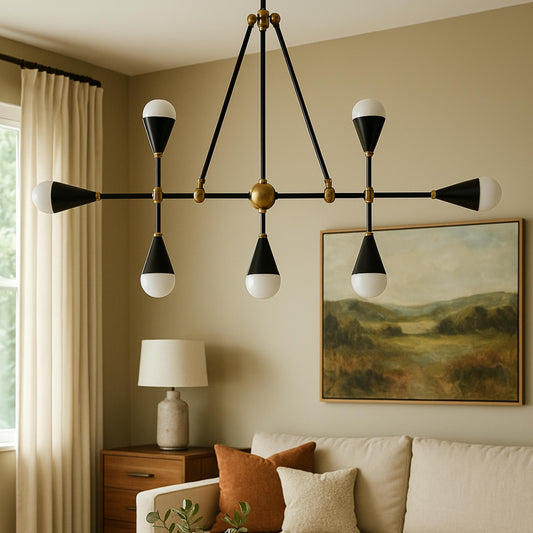 Handcrafted Brass Chandelier Lighting, Handmade Brass Finish Pendant Light, Modern Chandelier, Frosted Glass Ceiling Light Fixture
