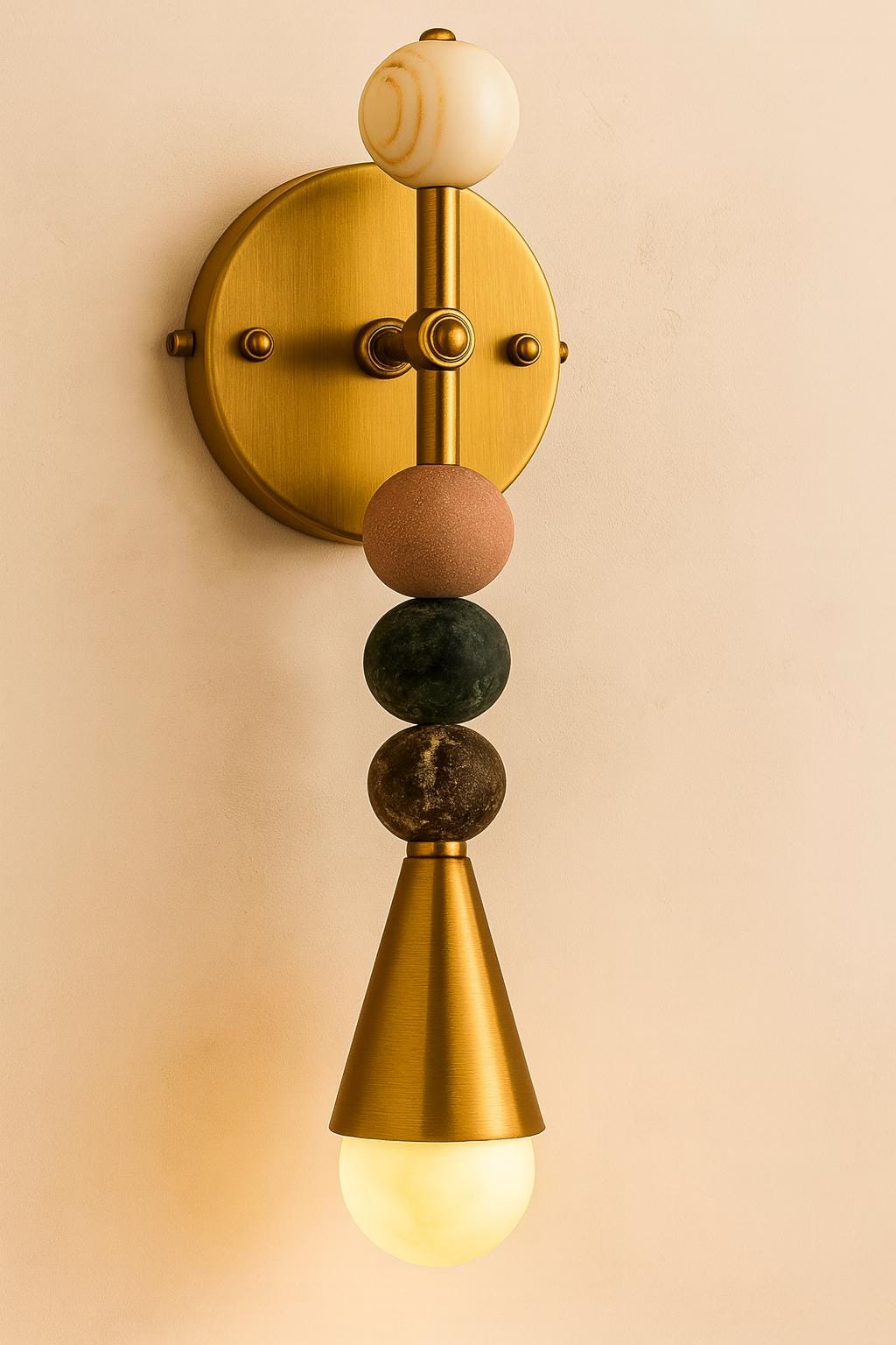 Brass Cone Sconce Wall Light, Handcrafted Brass Wall Light Sconce, Bathroom Lamp, Indoor Wall Light, Mid Century Modern Wall Sconce