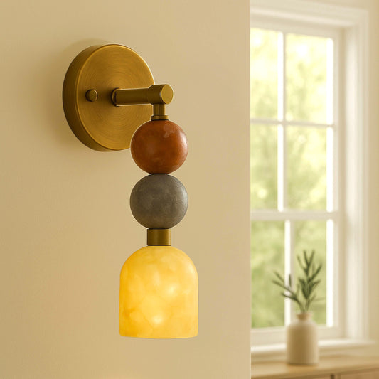 Marble Wall Sconce, Mid Century Modern Wall Sconce, Vintage Wall Light Sconce, Brass Wall Lamp, Minimal Sconce Light, Modern Brass Light