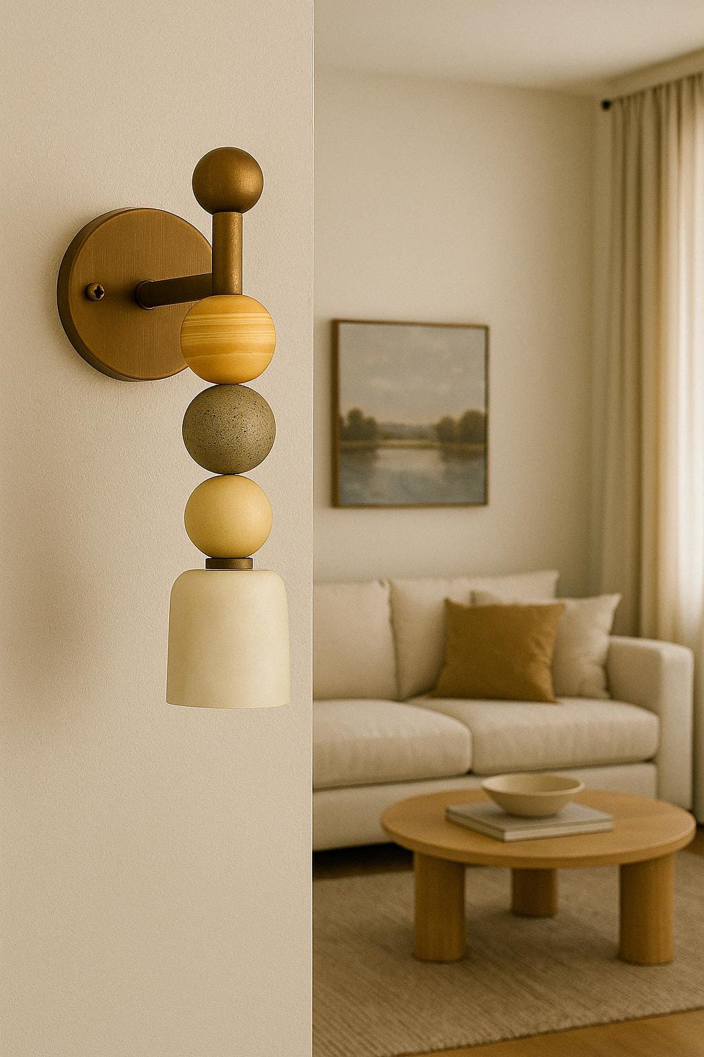 Modern Brass Alabaster Wall Light Sconce, Mid Century Modern Wall Sconce, Vintage Wall Light Sconce, Brass Wall Lamp, Minimal Sconce Light