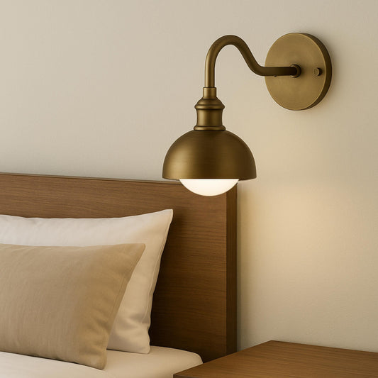 Side bed Lamp, Brass Finish Wall Light Sconce, Frosted Glass Sconce Light, Mid Century Wall Sconce, Bathroom Sconce