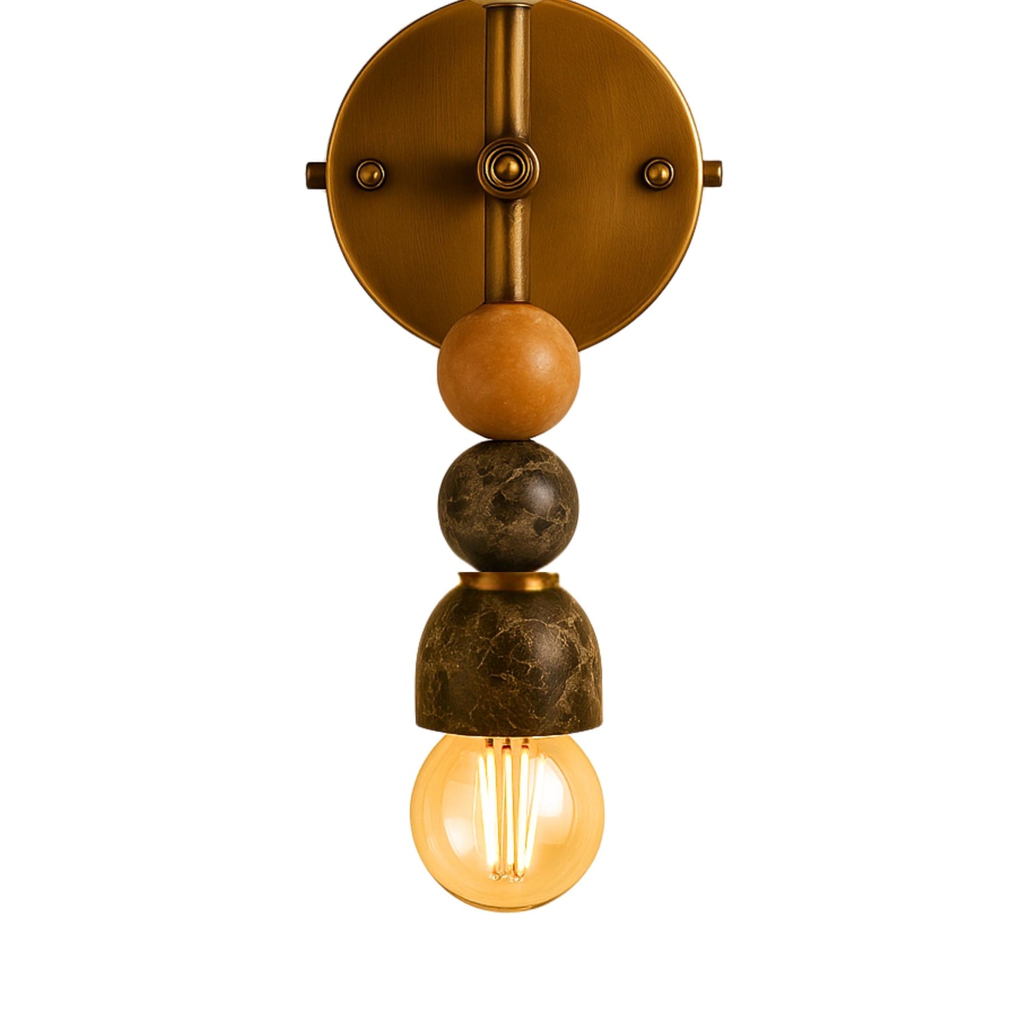 Wall Sconce Light, Brass Wall Light Sconce, Bathroom Vanity, Indoor Wall Light, Mid Century Modern Sconce, Marble Stone Light
