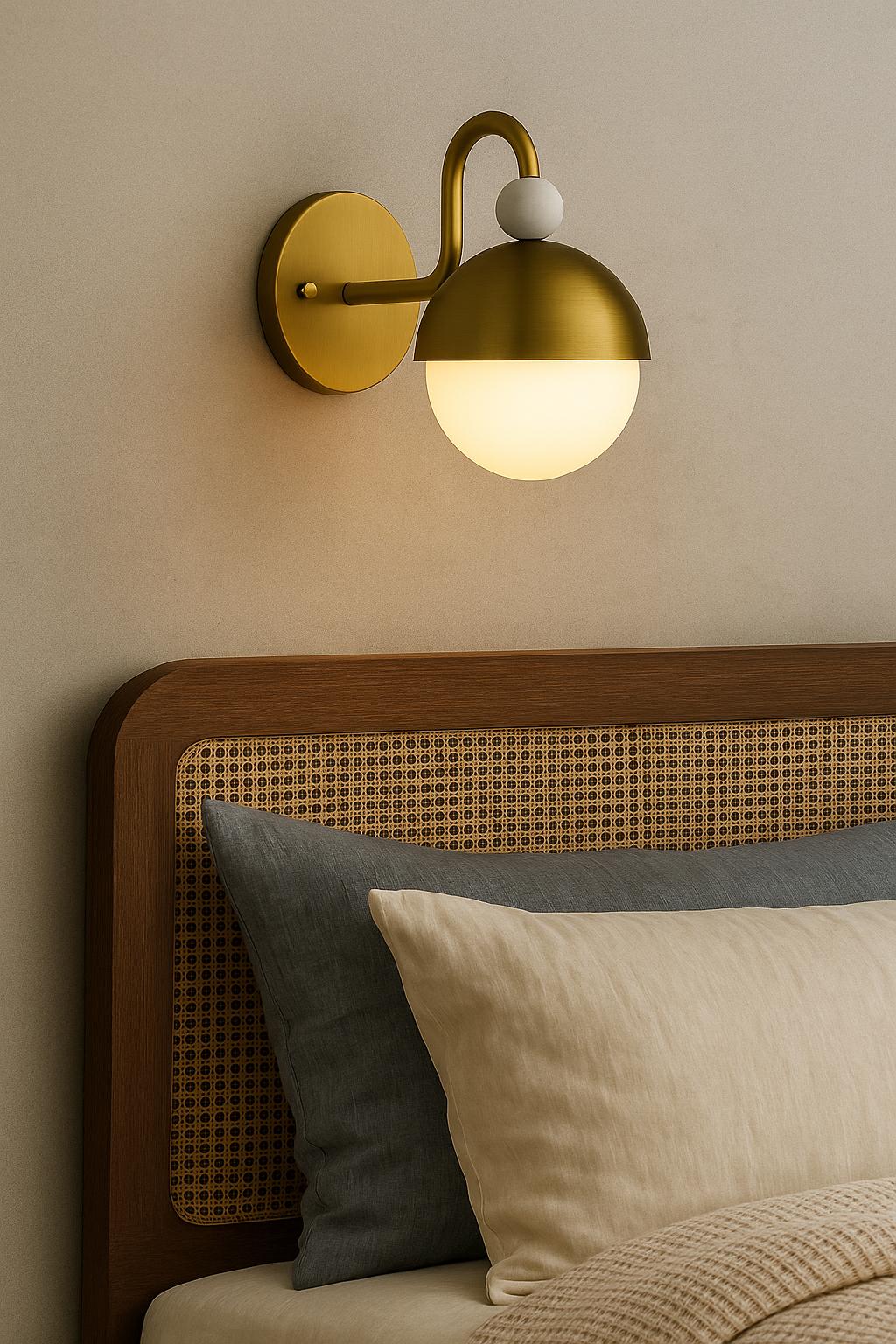 Marble Gemstone Brass Wall Sconce Light, Frosted Glass Sconce Light, Mid Century Modern Wall Sconce, Bathroom Vanity Light