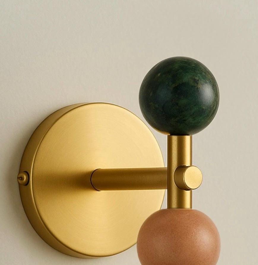 Handcrafted Gemstone Wall Sconce Light/Brass Wall Light Sconce/Bedroom Light/Indoor Wall Lamp/Bedside Lamp