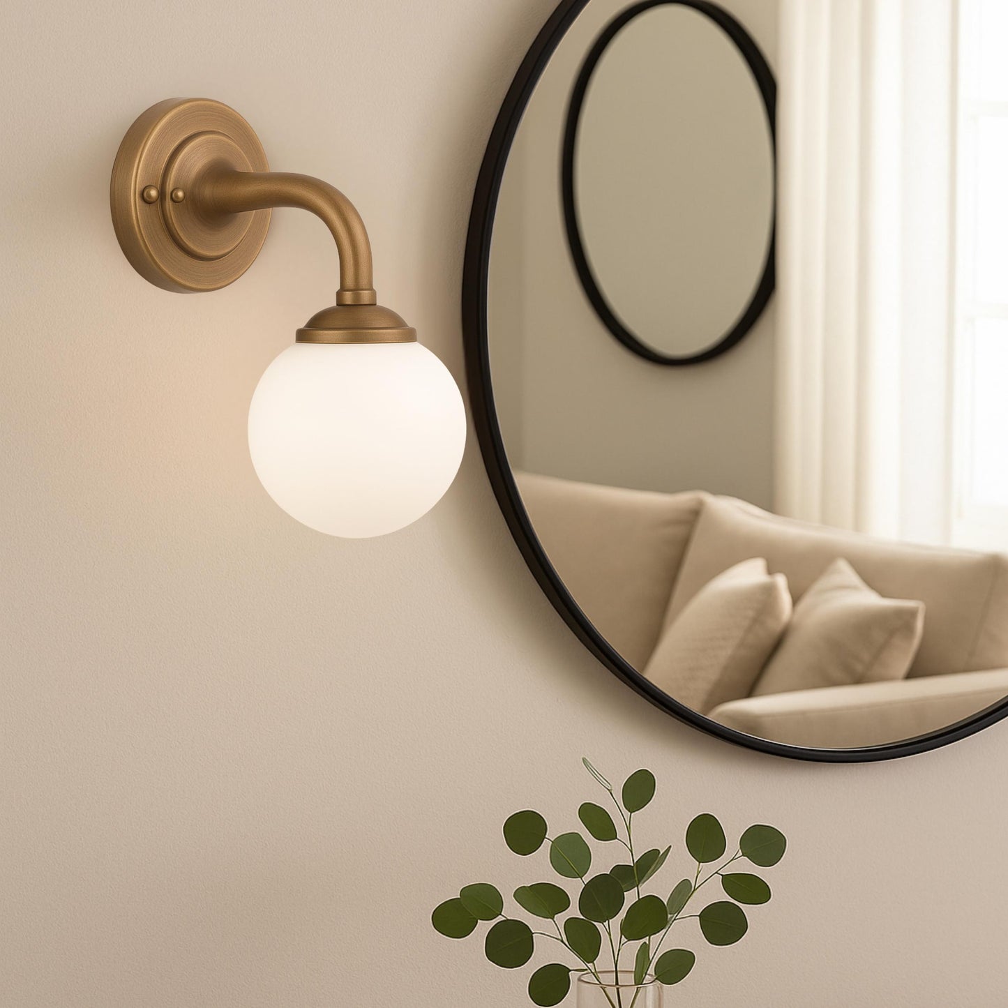 Hallway Wall Lamp, Bedside Brass Wall Light Sconce, Frosted Glass Sconce Light, Mid Century Wall Sconce, Reading Lamp, Indoor Wall Light