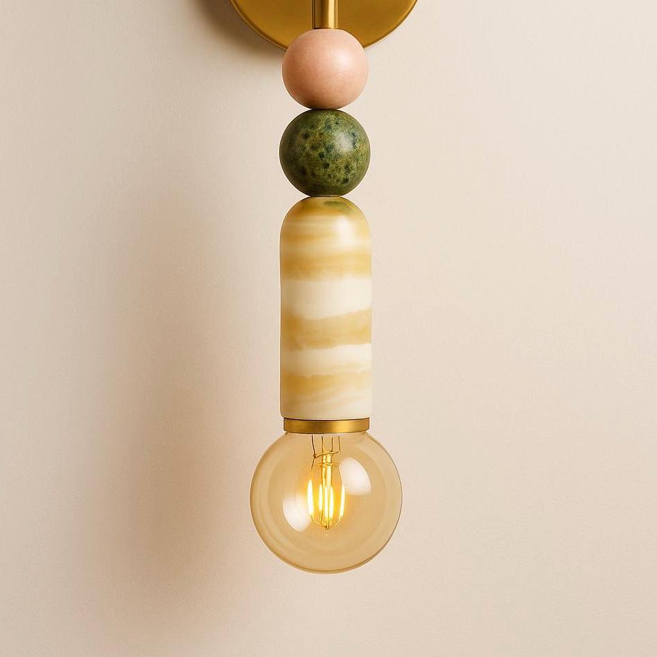 Marble Wall Sconce Light, Brass Wall Light Sconce, Bedside Lamp, Indoor Wall Light, Mid Century Modern Wall Sconce, Reading Light