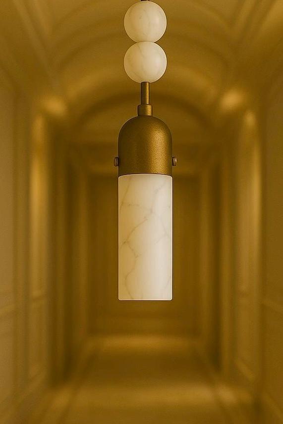 Handmade alabaster brass pendant light detail