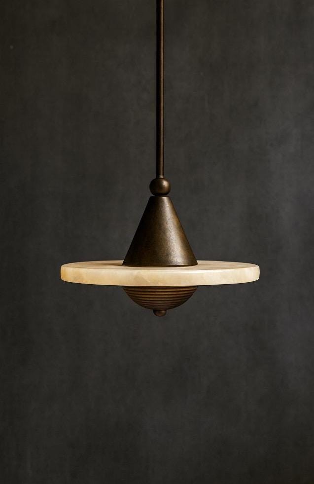 Bronze alabaster pendant light