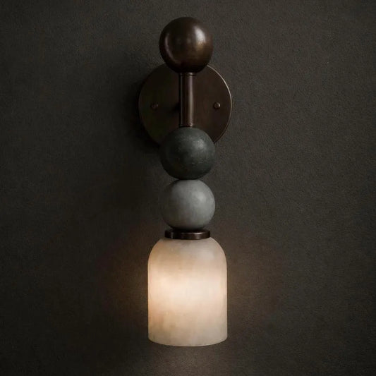 Alabaster Wall Sconce, Mid Century Modern Wall Sconce, Vintage Wall Light Sconce, Brass Wall Lamp, Minimal Sconce Light, Sakhawy Wall Sconce Light