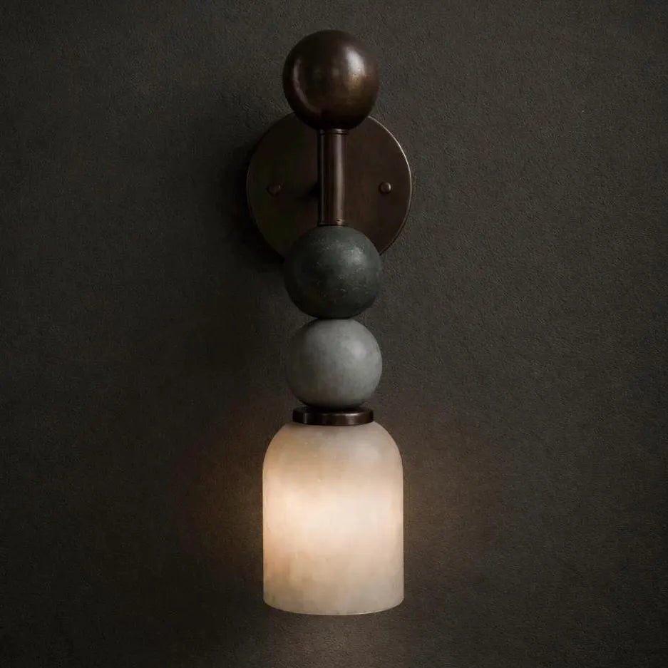 Alabaster Wall Sconce, Mid Century Modern Wall Sconce, Vintage Wall Light Sconce, Brass Wall Lamp, Minimal Sconce Light, Sakhawy Wall Sconce Light
