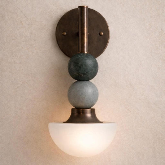 Starta marble wall sconce in dark bronze with frosted glass shade
